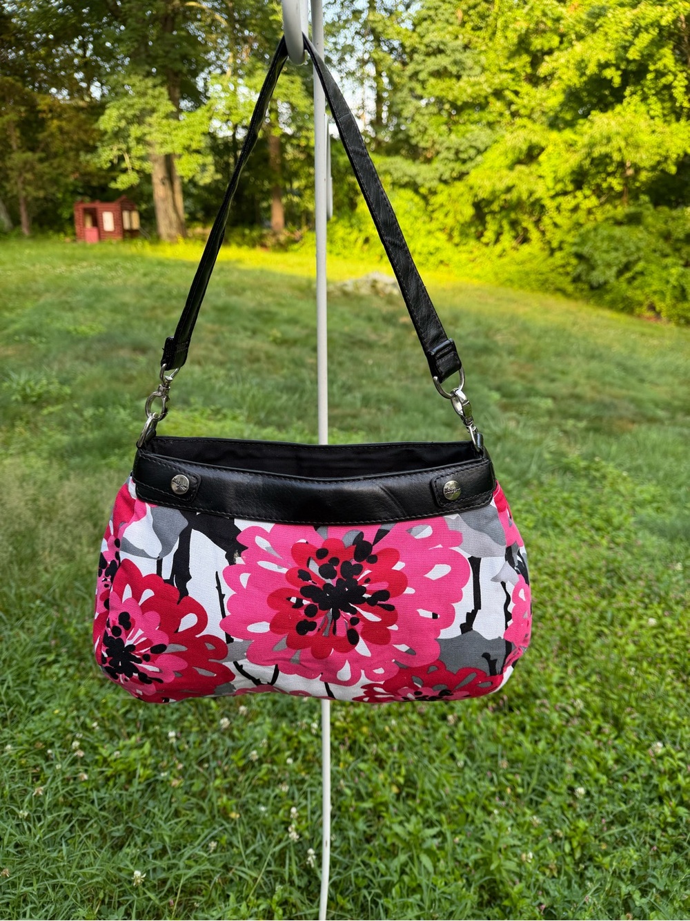Thirty One Pink Floral Canvas Shoulder Bag